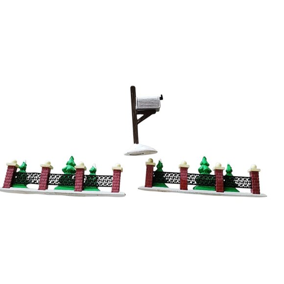 Department 56 Two Tree Lined Fences with Mailbox - Picture 1 of 15